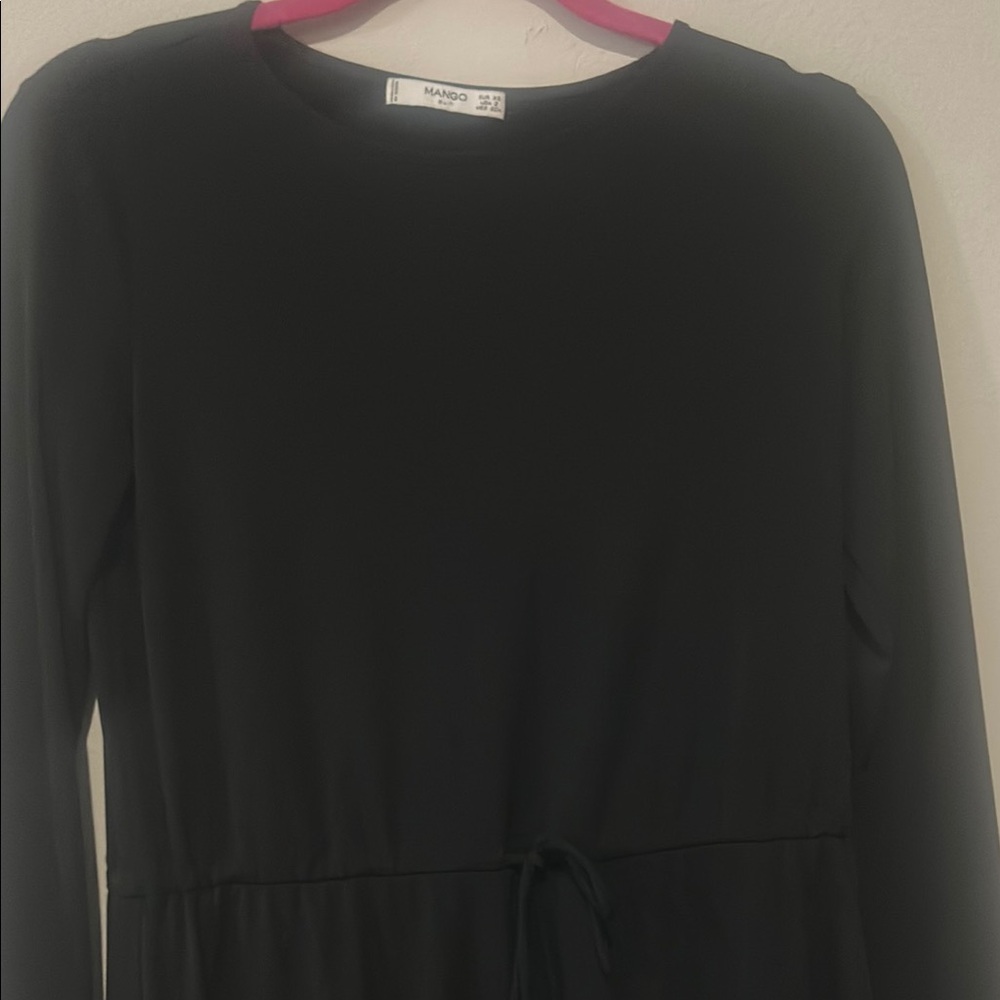 Like new! Mango Black Long Sleeve Crew Neck Dress - Picture 2 of 5